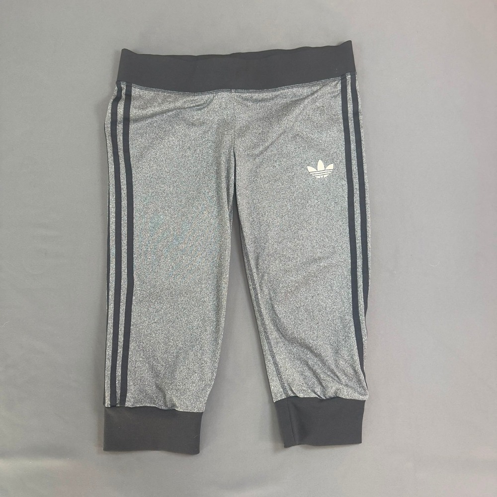 adidas Originals 3 Stripes Capri Leggings Gray Black Women's Medium
